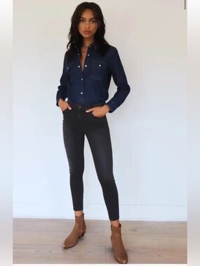 Denim Forum , women’s 29 , the Nico mid rise skinny crop, black stretch Jeans